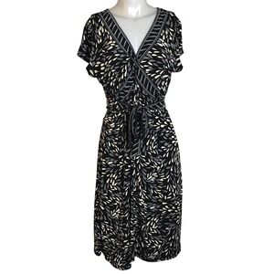 Apt 9 Black White Grey Belted Wrap‎ Dress Size Medium